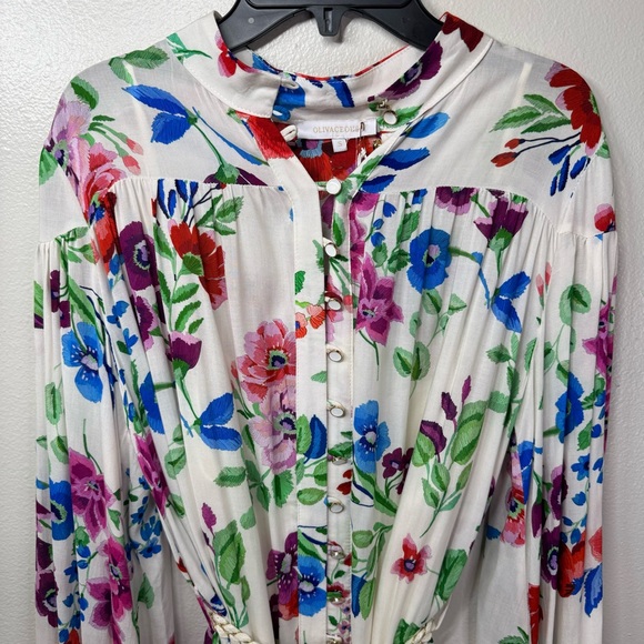 NWT OLIVACEOUS The Annie Dress Button Down Floral Design Long Sleeve Size Small - Picture 3 of 7